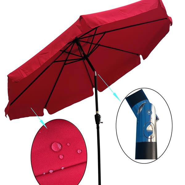 10ft Patio Umbrella Market  Round Umbrella Outdoor Garden  Umbrellas with Crank and Push Button Tilt for Garden Backyard Pool Shade Outside