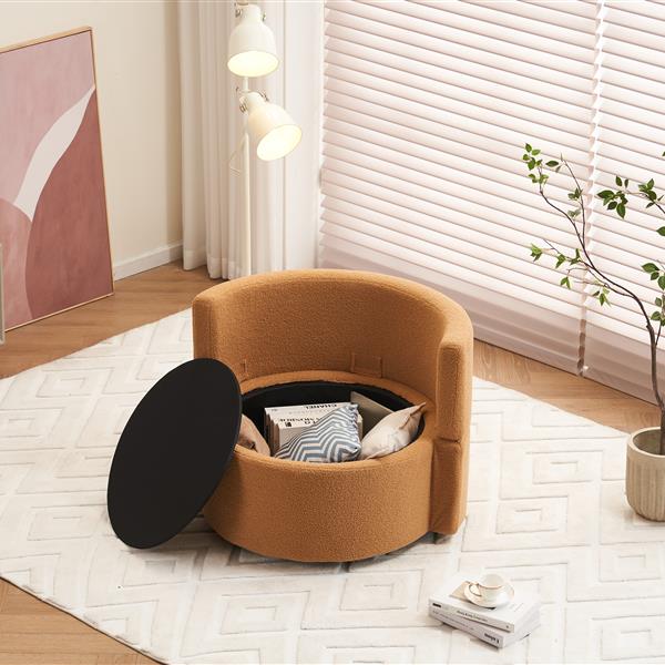 Fabric Swivel And Storage Chair With Back Cushion For Living Room,Khaki