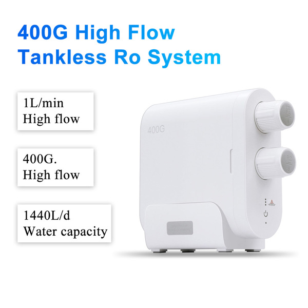 400GPD High Flow Under Sink Reverse Osmosis Water Filtration System Water Purifier For Home 1.5:1 Drain Rate