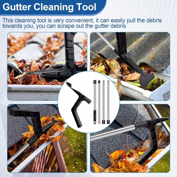 Roof Leaf Cleaner Gutter Tool Cleaning Spoon Scoop Behind Skylights with Pole