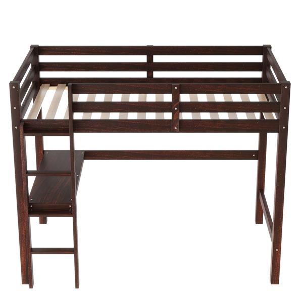 Twin Loft Bed with  built-in desk,Espresso