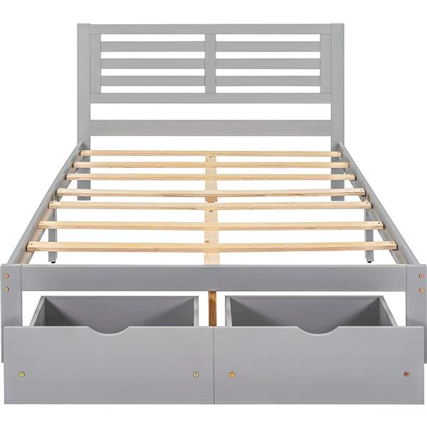 Full Size Platform Bed with Drawers, Gray