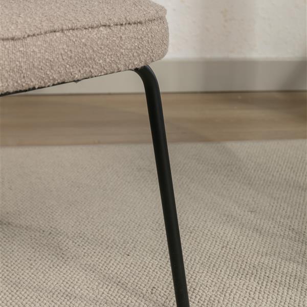 041-Set of 1 Boucle Fabric Dining Chair With Black Metal Legs,Light Coffee