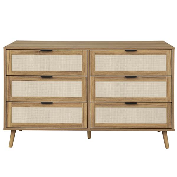 Modern 6 Drawer Dresser Wood Cabinet (Walnut)