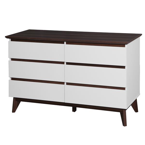 6-Drawer Double Dresser with Wide Drawers,White Dresser for Bedroom, Wood Storage Chest of Drawers for Living Room Hallway Entryway, 47.2'' W x 15.74'' D x 30 .7''H