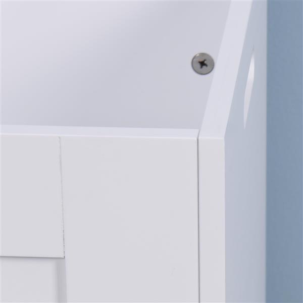 White Lift Top Entryway Storage Cabinet with 2 Safety Hinge, Wooden Toy Box