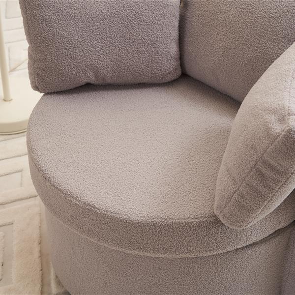 Fabric Swivel And Storage Chair With Back Cushion For Living Room,Light Gray