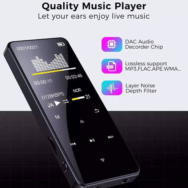 Bluetooth MP3 Player HiFi Bass Music Player HD FM Radio Alarm Support 128GB