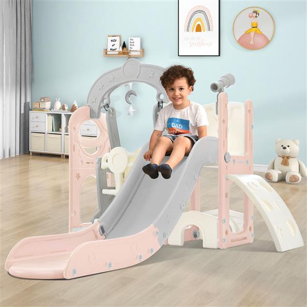 Toddler Slide and Swing Set 5 in 1, Kids Playground Climber Slide Playset with Telescope,  Combination for Babies Indoor & Outdoor