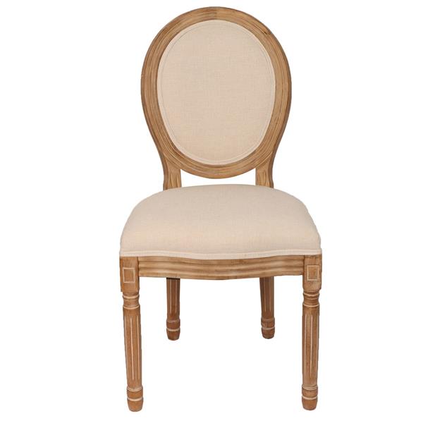 French Country Dining Chairs with Round Back Set of 2, Upholstered, Solid Wood Legs, Side Chairs for Living Room, Wedding Event- Cream