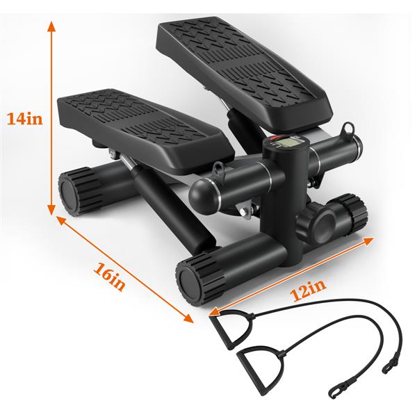 Steppers for Exercise, Stair Stepper with Resistance Bands, Mini Stepper with 330LBS Loading Capacity, Hydraulic Fitness Stepper with LCD Monitor, No Assembly Required