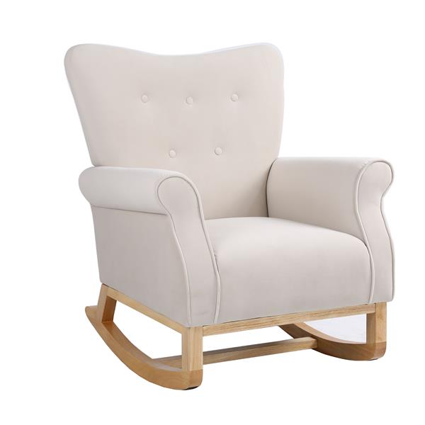 Baby Room High Back Rocking Chair Nursery Chair , Comfortable Rocker Fabric Padded Seat ,Modern High Back Armchair