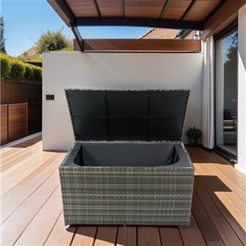 Outdoor Storage Box, 200 Gallon Wicker Patio Deck Boxes with Lid, Outdoor Cushion Storage for Kids Toys, Pillows, Towel