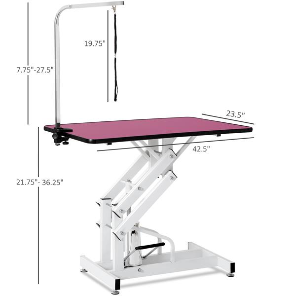 42.5INCH HYDRAULIC PET GROOMING TABLE PINK COLOR