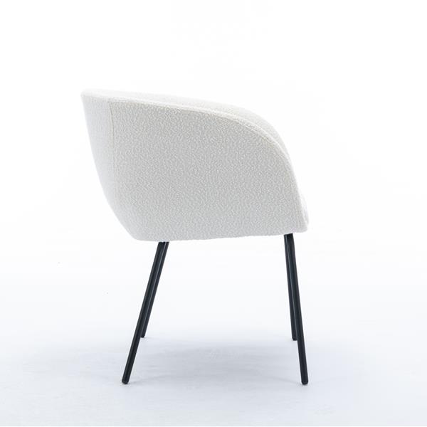 039-Set of 1 Boucle Fabric Dining Chair With Black Metal Legs,Ivory