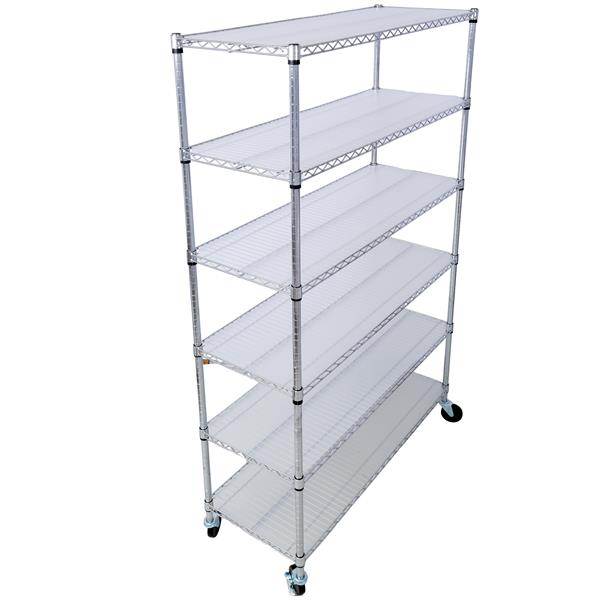 6 Tier 6000lbs Capacity NSF Metal Shelf Wire Shelving Unit, Heavy Duty Adjustable Storage Rack with Wheels & Shelf Liners for Commercial Grade Utility Steel Storage Rack, chrome- 84"H x 48"L x 20"D