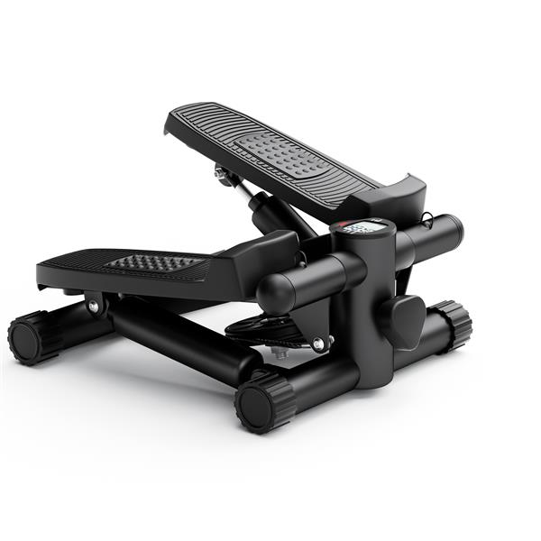 Mini Fitness Stepper, Hydraulic Fitness Stepper with Resistance Bands and Display, Silent Design, Weight Capacity 300LBS, Portable Stepper for Total Body Workout,11.3"L x 12.6"W x 7.8"H,Black