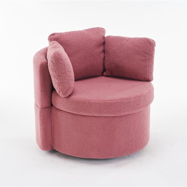 Fabric Swivel And Storage Chair With Back Cushion For Living Room,Dark Pink