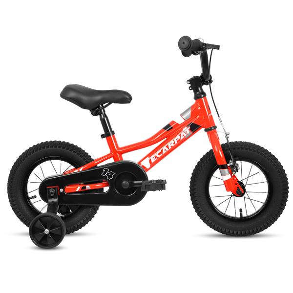 Kids' Bike 14 Inch Wheels, 1-Speed Boys Girls Child Bicycles For3-5Years, With Removable Training Wheels Baby Toys, Front V Brake, Rear Holding Brake