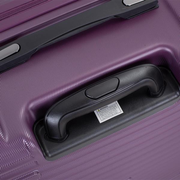 3 Piece Luggage Sets PC+ABS Lightweight Suitcase with Two Hooks, 360° Double Spinner Wheels, TSA Lock, (21/25/29) Dark Purple