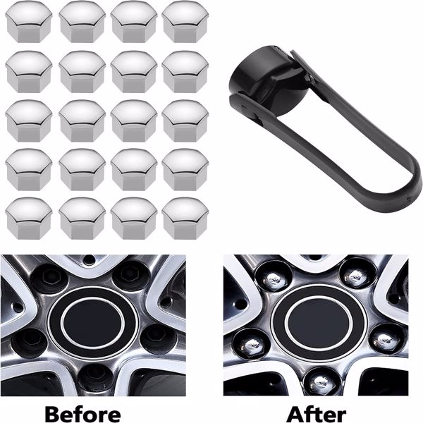 20PCS CHROME ALLOY CAR WHEEL NUT BOLT COVERS CAPS UNIVERSAL FOR ALL CAR 17MM UK