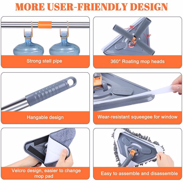 360° Rotatable Adjustable Cleaning Mop Triangle Mops Multipurpose Cleaning Brush