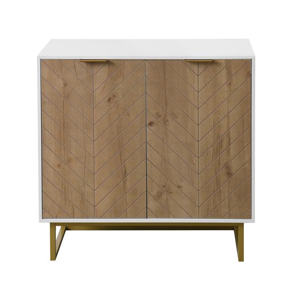 White and Gold Storage Cabinet with 2 Doors, Modern Buffet Sideboard Cabinet, Kitchen Buffet Cabinet with Storage Sideboard Buffet for Living Room