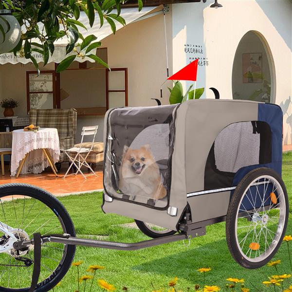 Dog Bike Trailer, Breathable Mesh Dog Cart with 3 Entrances, Safety Flag, 8 Reflectors, Folding Pet Carrier Wagon with 20 Inch Wheels, Bicycle Carrier for Medium and Small Sized Dogs