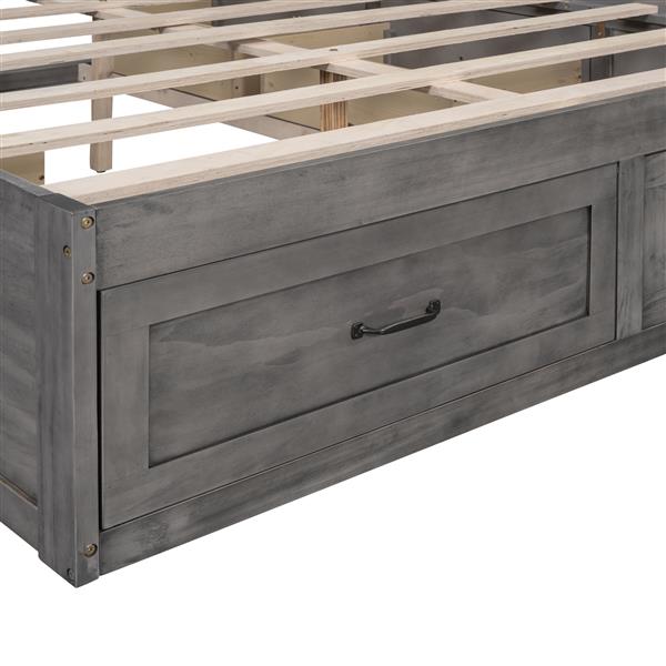 Queen Size Platform Bed with 6 Storage Drawers,Antique Gray