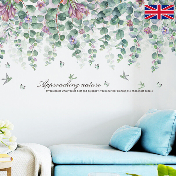 Tropical Leaves Green Plant Wall Stickers PVC Decal Nursery Art-Mural Home-Decor