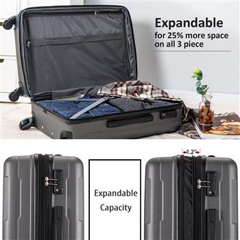 Expanable Spinner Wheel 2 Piece Luggage Set ABS Lightweight Suitcase with TSA Lock 20inch+28inch