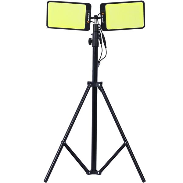 LED Work Light with Stand, 11200 Lumen Dual-Head Tripod Lights Construction, Outdoor Construction Light Stand Portable stand work light with Remote, Waterproof Versatility Light for Jobsite Backyard