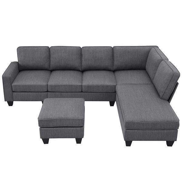 [VIDEO provided] [New] 104.3*78.7" Modern L-shaped Sectional Sofa,7-seat Linen Fabric Couch Set with Chaise Lounge and Convertible Ottoman for Living Room,Apartment,Office,3 Colors