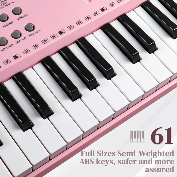 [Do Not Sell on Amazon]GEP-110 61 Key Keyboard with Piano Stand, Piano Bench, Built In Speakers, Headphone, Microphone, Music Rest, LED Screen, 3 Teaching Modes for Beginners