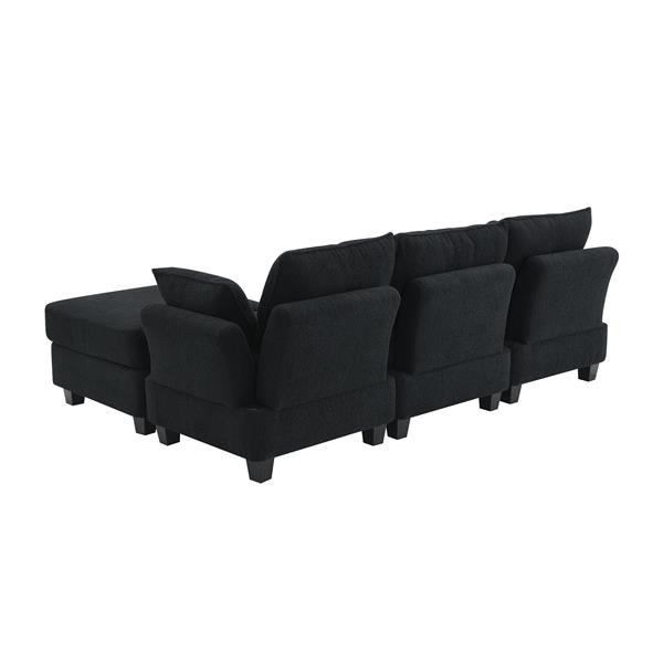 [VIDEO provided] [New] 92*63"Modern Teddy Velvet Sectional Sofa,Charging Ports on Each Side,L-shaped Couch with Storage Ottoman,4 seat Interior Furniture for Living Room, Apartment,3 Colors(3 pillows)