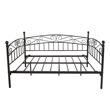 Metal Daybed Frame Multifunctional Mattress Foundation/Bed Sofa with Headboard, Twin, Black