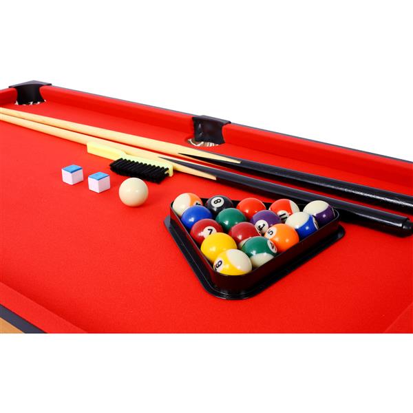 5-in-1 Multi-Game Table - Billiards, Push Hockey, Foosball, Ping Pong, and Basketball  brown/red