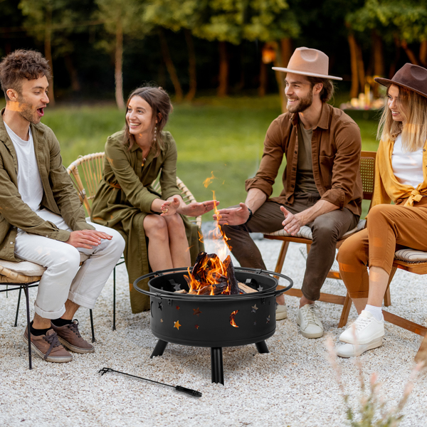 30IN Metal Fire Pit Black