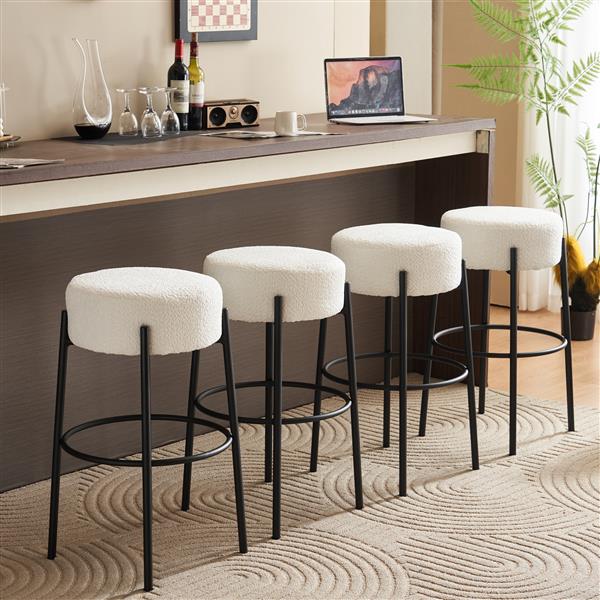 30" Tall, Round High Bar Stools, Set of 2 - Contemporary upholstered dining stools for kitchens, coffee shops and bar stores - Includes sturdy hardware support legs