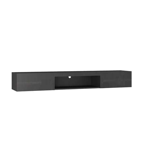 Wall Mounted Floating 65" TV Stand with 16 Color LEDs-brown