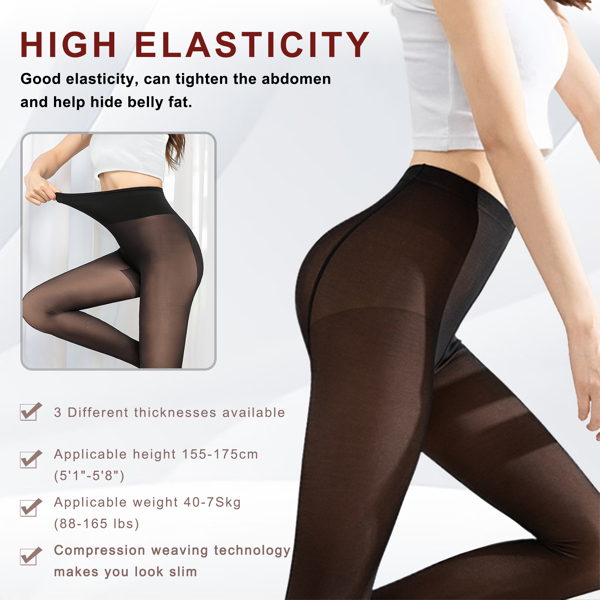 Fleece Lined Tights Sheer Women. Fake Translucent Warm Pantyhose Leggings Sheer Thick Tights for Winter，Shipment from FBA