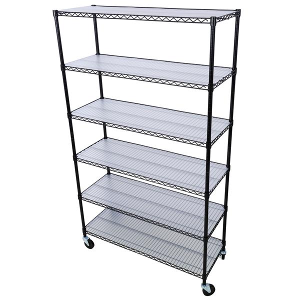 6 Tier 6000lbs Capacity NSF Metal Shelf Wire Shelving Unit, Heavy Duty Adjustable Storage Rack with Wheels & Shelf Liners for Commercial Grade Utility Steel Storage Rack, Black - 82"H x 48"L x 18"D