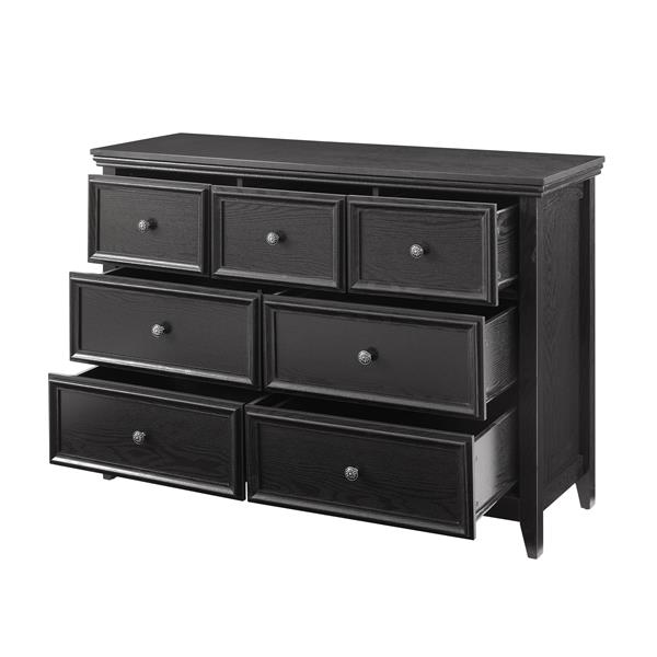 Modern 7 Drawers Dresser 7 Drawers Cabinet,Chest of Drawers Closet Organizers and Storage Clothes Storage Drawers Cabinet for Living Room, Farmhouse Dresser Organizer Black