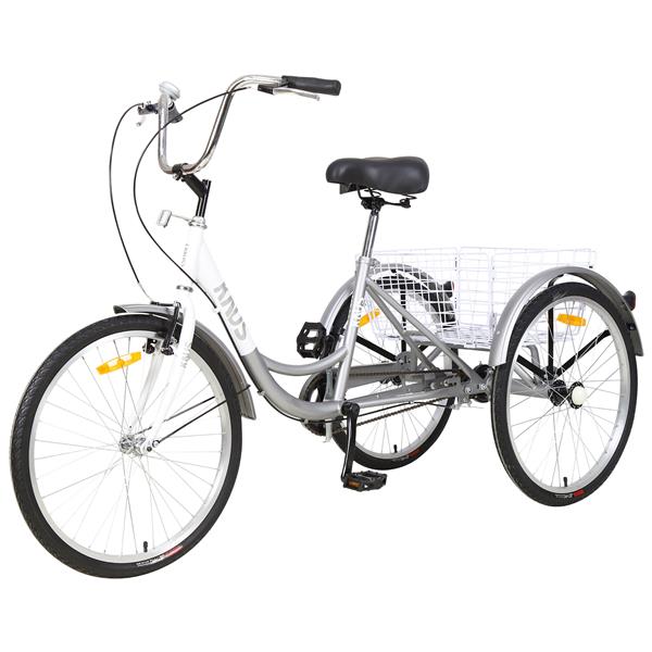 Adult Tricycle Trikes,3-Wheel Bikes,26 Inch Wheels Cruiser Bicycles with Large Shopping Basket for Women and Men