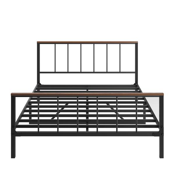 Metal Platform Bed frame with Headboard and Footboard,Sturdy Metal Frame,No Box Spring Needed(Queen)