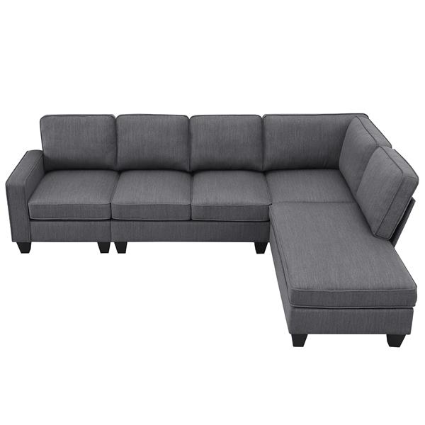 [VIDEO provided] [New] 104.3*78.7" Modern L-shaped Sectional Sofa,7-seat Linen Fabric Couch Set with Chaise Lounge and Convertible Ottoman for Living Room,Apartment,Office,3 Colors