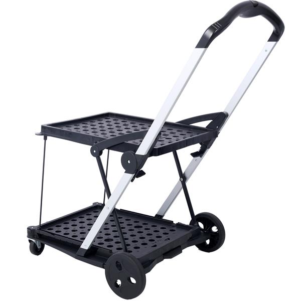 Collapsible Utility Cart Multi Use Functional Collapsible Shopping Carts 2-Tier Collapsible Shopping Cart with Baskets Carrito para Supermercado con Ruedas