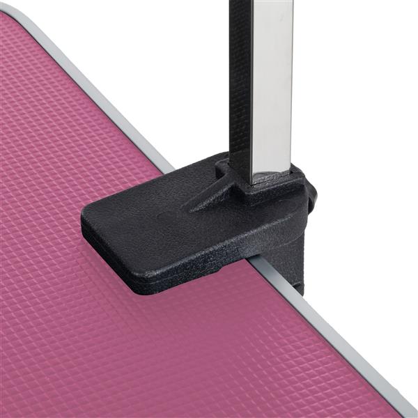 36" Folding Dog Pet Grooming Table Stainless Steel Frame Rubber Mat on Board with Adjustable Arm and Clamps pet dog Cat Grooming Table (PINK COLOR)