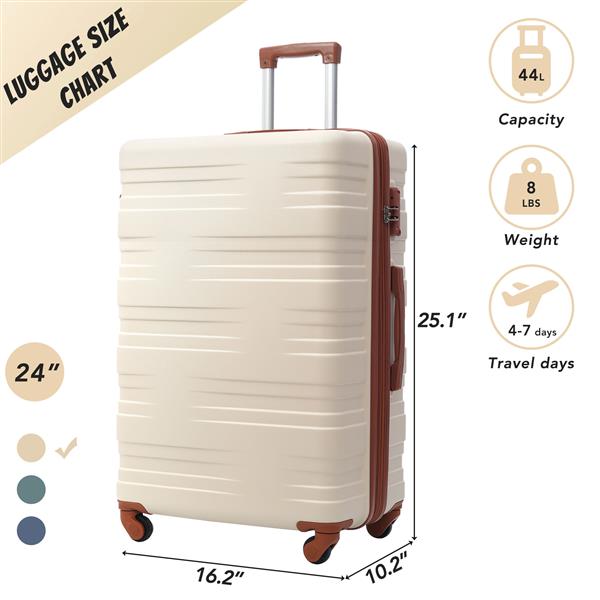 Luggage with TSA Lock Spinner Wheels Hardside Expandable Luggage Travel Suitcase Carry on Luggage ABS 24"