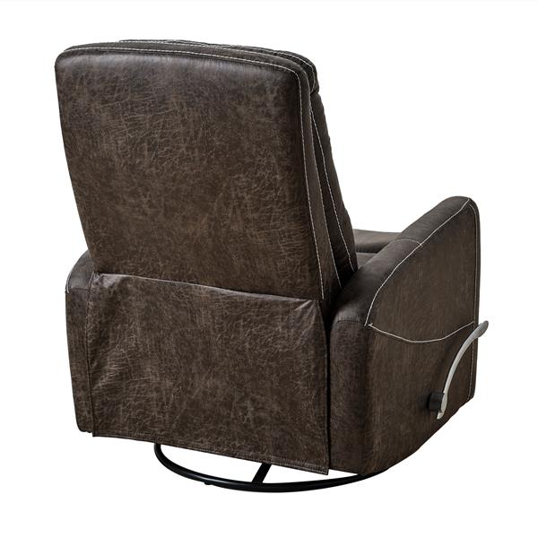 Swivel Glider Rocker Recliner Chair for Nursery,Manual Swivel Rocking Recliner,Mordern Home Theater Seating Soft  Reclining Chairs for Living Room,Brown